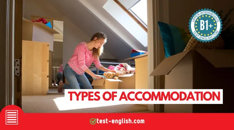 Person unpacking boxes in an attic room, representing different types of accommodation options for a B1+ English reading test.